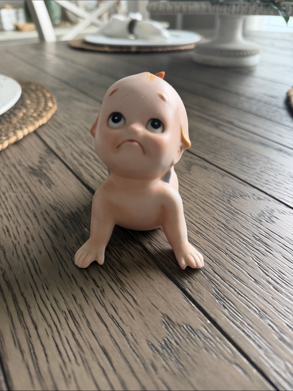 Peach Baby Figurine Crawling Collectible